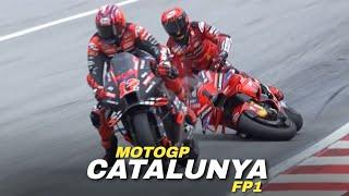 SHOCKING!!! Bagnaia Crashed after Viñales Passed him | Takaaki Nakagami Led FP1 MotoGP Barcelona