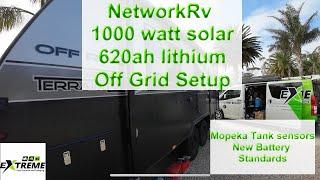 NetworkRV 1000watt Solar, 620ah lithium off grid setup, Air-conditioning, microwave and more