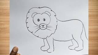 how to draw lion drawing easy step by step@DrawingTalent