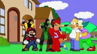 AN Mugen Request #414: Mario, Scorpion, Reptile & Ermac VS Homer, Krusty, E. Homer & Bartman