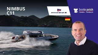 Nimbus C11 mit Badeplattform und 2 x V10-400 PS Walkaround Preboatshow Cannes 2024