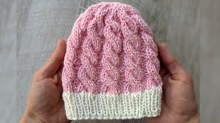 Baby Knit Cable Beanie Tutorial