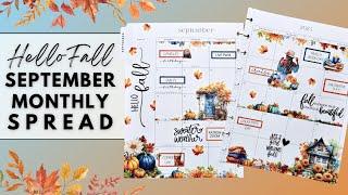 PLAN WITH ME | HELLO FALL SEPTEMBER MONTHLY SPREAD | THE HAPPY PLANNER