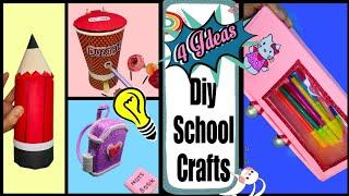 4 Unique Craft ideas(step by step)|Diy School crafts|art from waste|reuse ideas|back to school craft