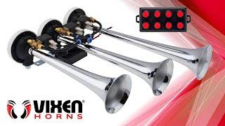 Vixen Horns Three Trumpet Musical Air Horn with 8 Tunes (Chrome Plated) VXH6808C