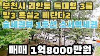 부천0049 부천 괴안동 1호선 소사역세권 특대형3룸 베란다2개 시세대비 최소2천만원저렴한!! 꿀매물 학세권! 공세권! 역세권! 막힘없는 숲세권뻥뷰 #부천괴안동빌라 #괴안동빌라매매