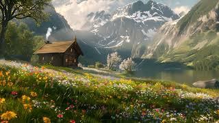 Fjord Meadow Wildflowers Cottage Ambience Relaxing Nature Sounds Birds Singing Mountain View 8 hours