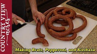 Making Brats, Pepperoni, and Kielbasa out of 40 Pounds of Ground Pork.