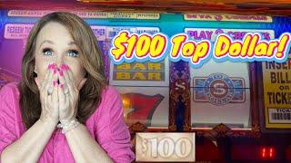 $100 Top Dollar Slot Jackpots! Greg Wins Big So Stacey Can Gamble Big!