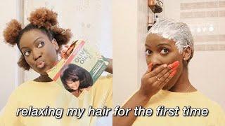 I RELAXED MY 4C NATURAL HAIR FOR THE FIRST TIME EVER | relaxing my hair by myself