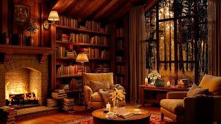 Soft Jazz & Fireplace Sounds in Cozy Reading Nook Ambience - Relaxing Jazz Music to Unwind