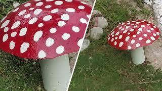 DIY Cement Mushroom FOR YOUR GARDEN