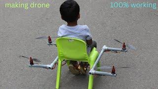 How to make a Flying Drone - single seater drone - quadcopter drone | making drone from 9V battery