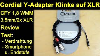 Cordial Y Adapter 3,5mm Stereo Klinke 2x XLR