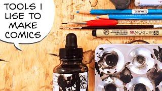 Art supplies I use to make my comics