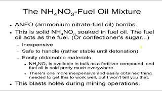 Forensics 17b Bombs and Explosions 3 High Explosive Formulations, ANFO Explosives, Some ANFO Crimes,
