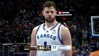 Kansas' Hunter Dickinson hits layup, is fouled, hits free throw vs. Brown