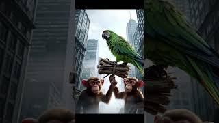 The rascal monkeys attacked the parrot  #shorts #parrot #monkey #aibhaiya