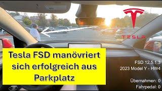 Tesla FSD manövriert eigenständig aus Parkplatz heraus