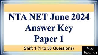 NTA NET Answer key 2024 Shift 1 Paper 1