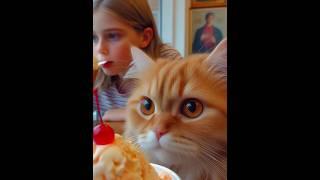 Kitty and ice cream #cat #kitty #kitten #cuteanimal #aicat #ai #catlover #cutecat #cutepets