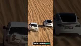 "Tesla vs Land Cruiser: Electric Whisper vs Desert Roar in a Dune Duel!" #carenthusiasts