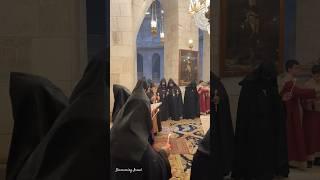 Christian ceremony of worship at the Church of the Holy Sepulchre, Israel, 2024