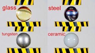 HYDRAULIC PRESS VS BALLS FROM DIFFERENT MATERIALS