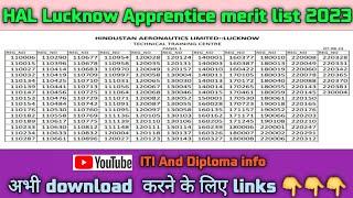 HAL Lucknow Apprentice 2nd Merit list 2023 || HAL Lucknow Apprentice merit list 2023 || जारी