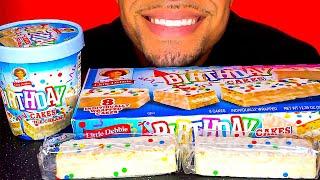 Little Debbie Birthday Cakes Ice Cream Eating Mouth Sounds No Talking Candy Sweets ASMR Mukbang