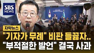 "기자가 무례하다" 홍철호 정무수석, 비판 들끓자 "적절치 못한 발언" (자막뉴스) / SBS