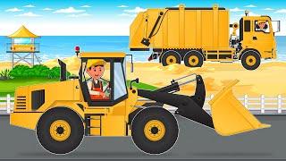 Wheel Loader and Garbage Truck - Waste Collection and Lifeguard Tower Construction | Vehicles