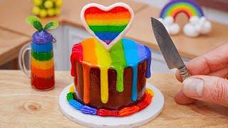 Rainbow Chocolate Cake  Miniature Heart Rainbow Chocolate Cake Decorating  Sweet Mini Cakes DA