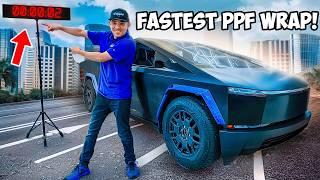 Tesla Cybertruck Wrap in Record Time! Fastest Ever? | Matte Black PPF