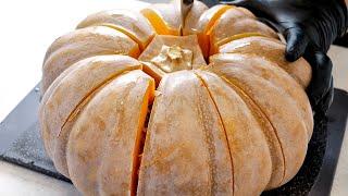 Very soft and sweet! Soft giant pumpkin rice cake making - Korean street food / 물없이 만드는 맷돌호박떡