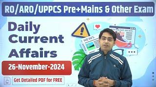 DAILY CURRENT AFFAIRS 26 November UPPSC RO/ARO 2024 #decodeexam #दैनिक_समसामयिकी #uppcs2024 #roaro