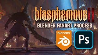 Blasphemous 2 Environment Fanart: Full Process  (Blender, Adobe Photoshop)