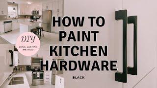 How to Spray Paint Cabinet Hardware Black