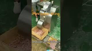 How fast! Pork is cut into even cubes by the dicing machine #porkcooking   #foodmachine #dicing