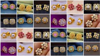 Trendy gold stud earrings design for women ||Daily wear gold earrings design ||Earrings Design 2024