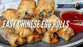 Easy Chinese Egg Rolls | homemade egg rolls full of meat & veggies with a crispy golden outside 