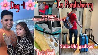 Chennai to  Pondicherry | Episode - 3 | Bus Travel / Explore White Town / Rock beach ya Couple Beach