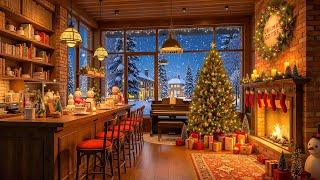 Christmas Jazz Music with Fireplace  Relaxing Cozy Coffee Shop Ambience for Relax and Work