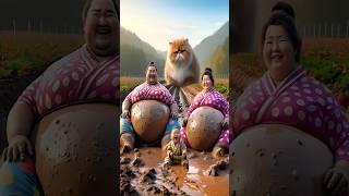 Evolution of cat:Sumo wrestler & Woman sitting on dirty road with Big cat #cat#cute#love#shorts