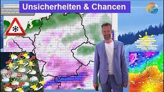 Luftmassengrenze: Unsicherheiten & Chancen mit Schnee, danach kalt. Wettervorhersage 07.-17.01.2025.