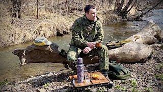 SOLO Hike. ASMR. Get birch sap on a hike and drink a cup of coffee on the banks of a mountain river!