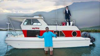 Camping In My Fully Restored Houseboat In A Mountain Lake! (30 lb striper!!)