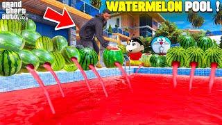 Shin chan & Franklin Making Their Swimming Pool into Watermelon  Swimming Pool in GTA 5 in Telugu