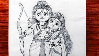 Ram sita drawing | How to draw lord Rama and Sita | Ramnavmi special | Pencil sketch