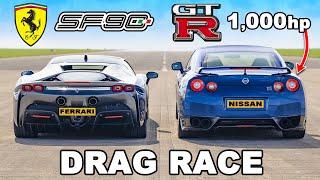 Ferrari SF90 v 1000hp Nissan GT-R: DRAG RACE